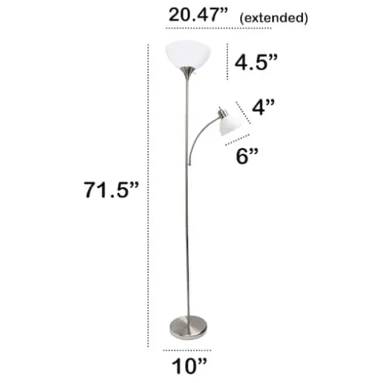 Creekwood Home Essentix 71.5" 2 Light Metal Floor Lamp Brushed Nickel {4}