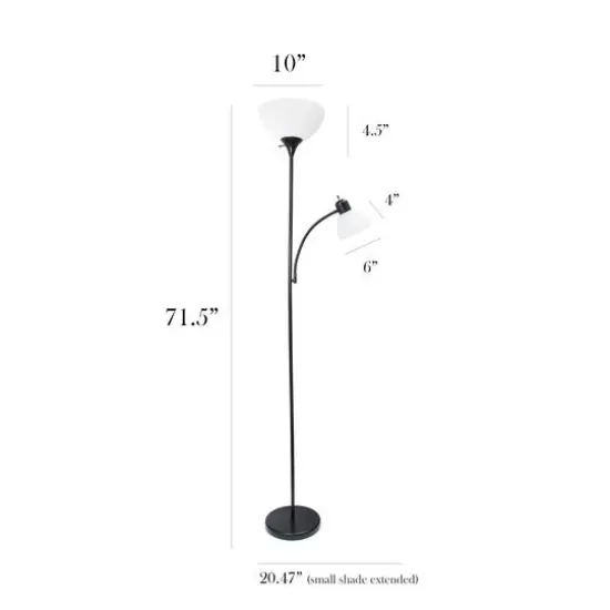 Simple Designs 71.5" Floor Lamp with Reading Light Black {4}