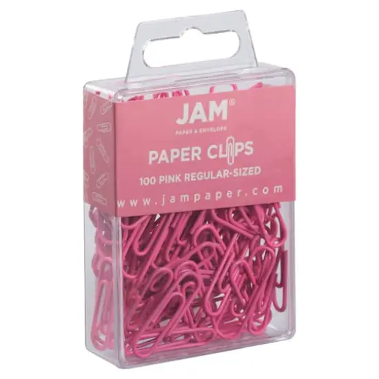 JAM Paper 1" Colorful Standard Paper Clips, 2 Packs of 100 Pink {4}