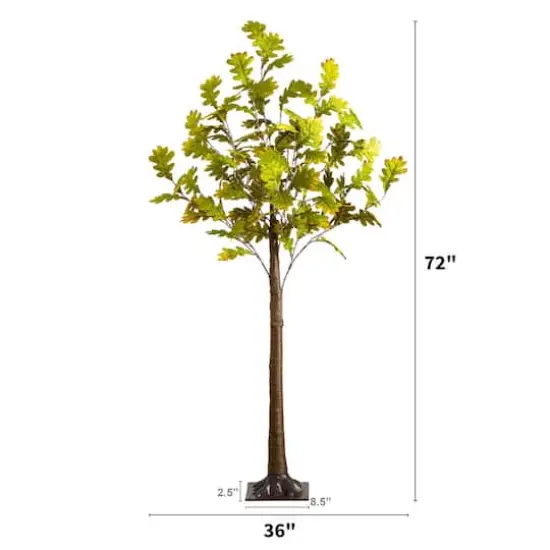 6ft. Pre-Lit Green Autumn Oak Artificial Fall Tree with 250 Warm White LED Lights {3}