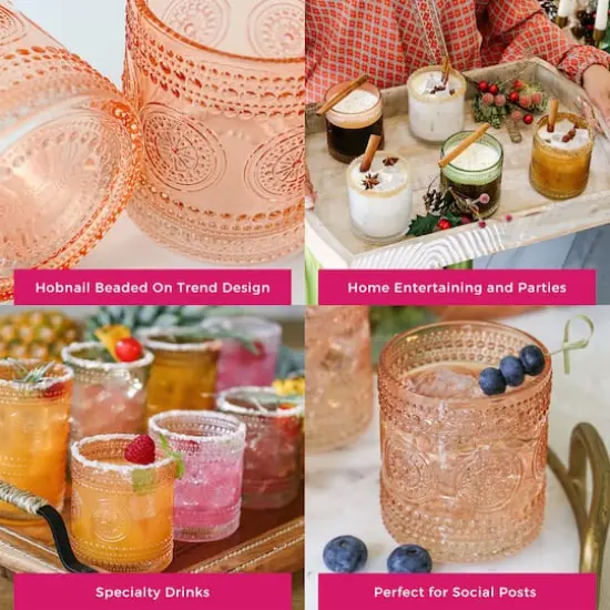 Kate Aspen&reg; 10oz. Hobnail Beaded Floral Rose Gold Drinking Glasses, 6ct. {6}