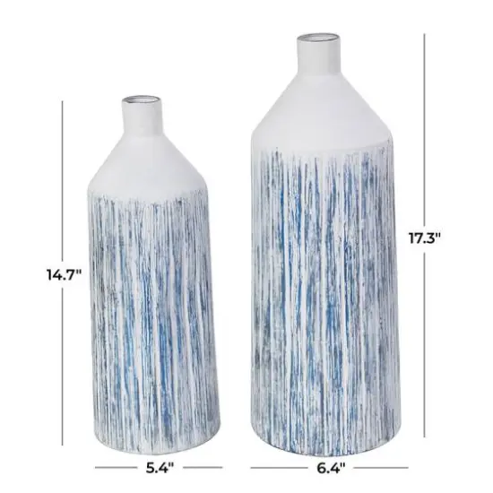 Blue & White Metal Brushed Vase Set {6}