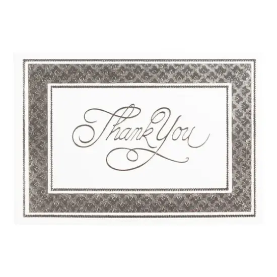 JAM Paper Thank You Card Set with Silver Border, 25ct. Navy/Silver/White {4}