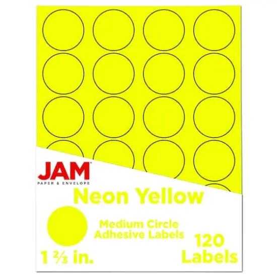 JAM Paper Circle Label Stickers Neon Yellow {1}