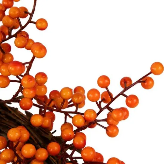 18" Red & Orange Berries Artificial Fall Harvest Twig Wreath {3}