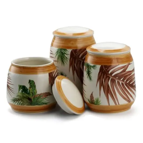 Elama Sand 3-Piece Ceramic Kitchen Canister Collection {1}