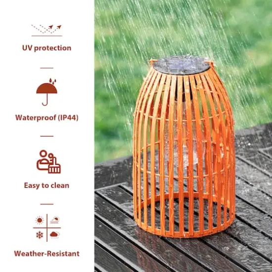 Glitzhome&reg; 9.75" Metal Woven Solar Powered Hanging Lantern, 2ct. Orange {6}