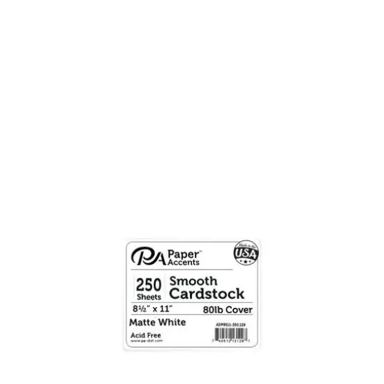 PA Paper™ Accents 8.5" x 11" 80lb. Matte White Smooth Cardstock, 250 Sheets {1}