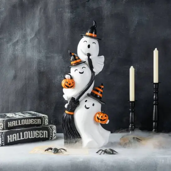 Glitzhome&reg; 21.75"H Halloween Resin Stacked Ghost Porch Decor {6}