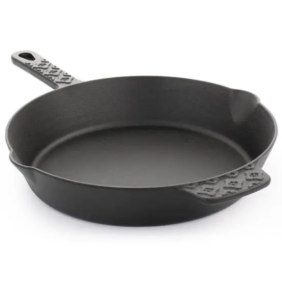 Spice by Tia Mowry Savory Saffron 12" Cast Iron Skillet with Pouring Spouts {5}