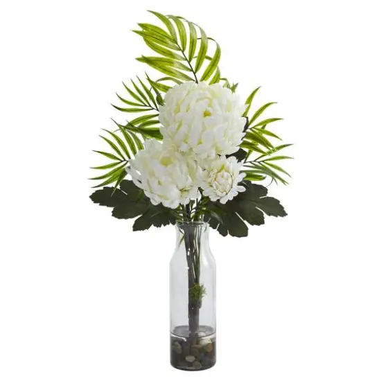 Tropical Mum Arrangement In Vase, 2ct. Cream {3}