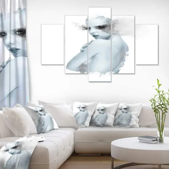 Designart - Beautiful Young Woman Double Exposure - Large Portrait Canvas Art Print {3}