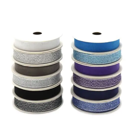 Gwen Studios 3/8" x 2yd. Sheer & Metallic Holiday Ribbon Pack, 24ct. {6}
