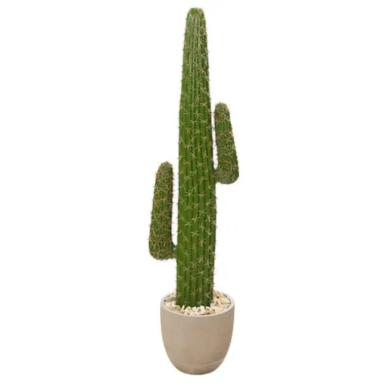 4.6ft. Cactus Artificial Plant in Sandstone Planter {1}