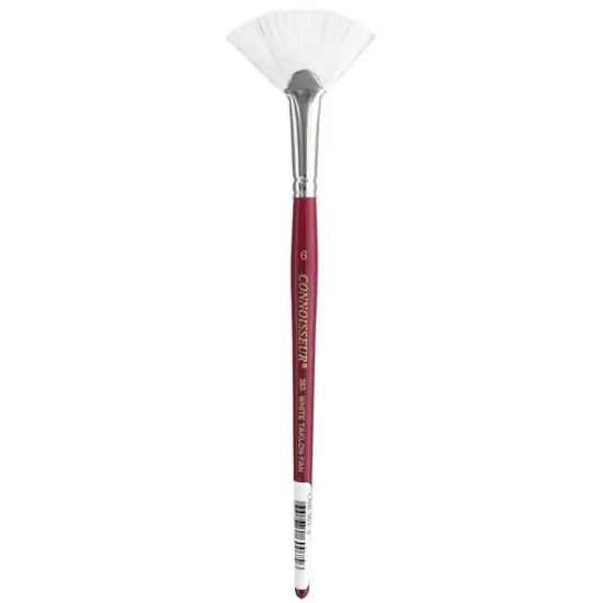 Connoisseur&reg; All Media Short Handle White Taklon Fan Brush {1}