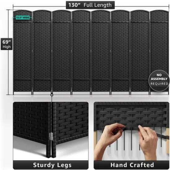 Sorbus Folding Divider Panel Black {6}