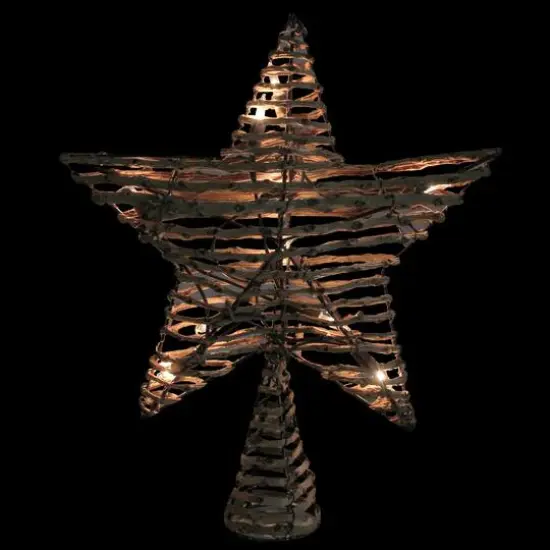 11.5" Lighted Rattan Star Christmas Tree Topper, Clear Lights {3}