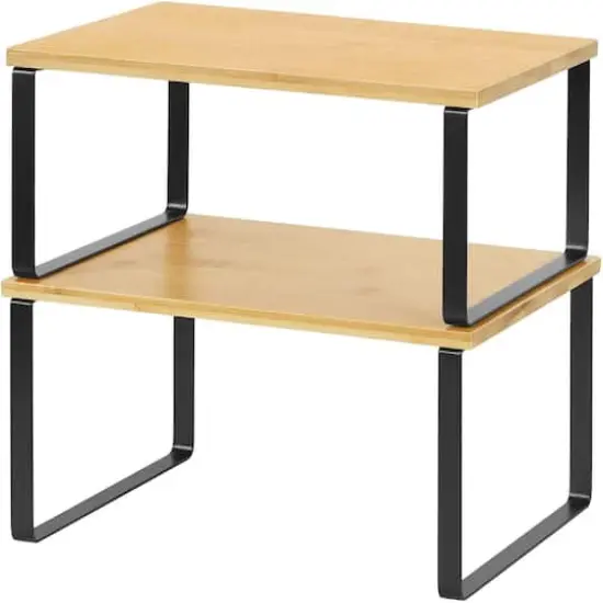 Bamboo Kitchen Cabinet & Counter Shelf Organizer Black {1}