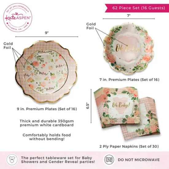 Kate Aspen&reg; Pink Floral Baby Shower Onesie Tableware Set {7}