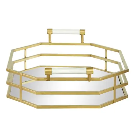 CosmoLiving by Cosmopolitan 27" Gold Metal Glam Tray {4}