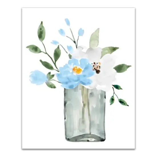 Bright Blue Floral Vase16" x 20" Canvas Wall Art {1}