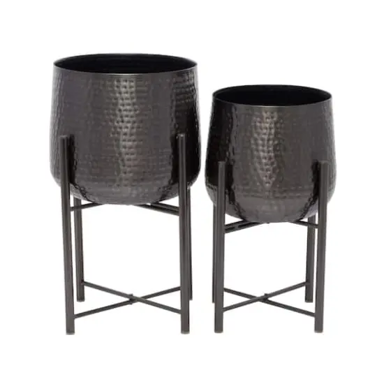 Black Modern Planter, Set of 2" 19", 17" {5}