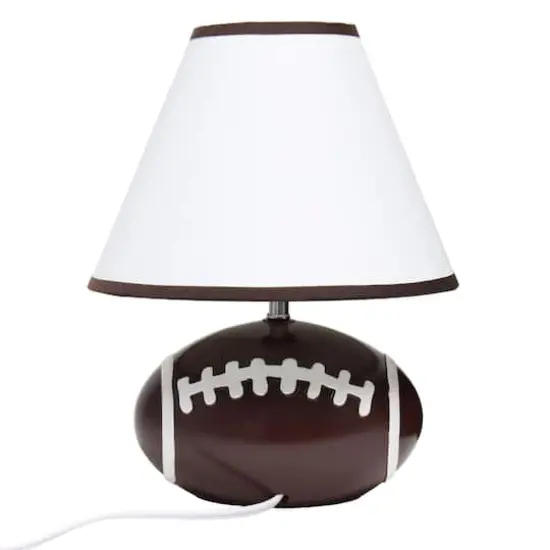 Simple Designs&trade; 11.5" Football Base Table Lamp with White Shade Brown Trim {14}