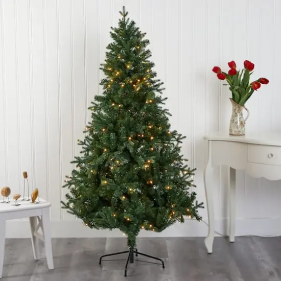 6ft. Pre-Lit Vermont Fir Artificial Christmas Tree with Clear LED Lights {8}
