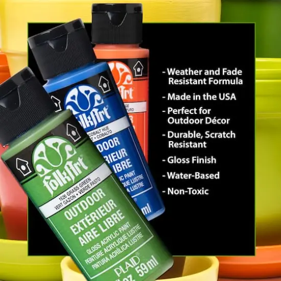 FolkArt® Outdoor Gloss Acrylic Craft Paint 12 Color Set {4}