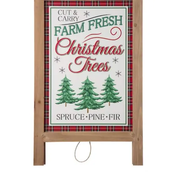 Glitzhome&reg; 24" Wooden Christmas Trees Porch Sign {5}