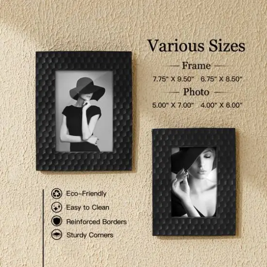 Glitzhome&reg; Black Honeycomb Resin Tabletop Picture Frame Set {7}