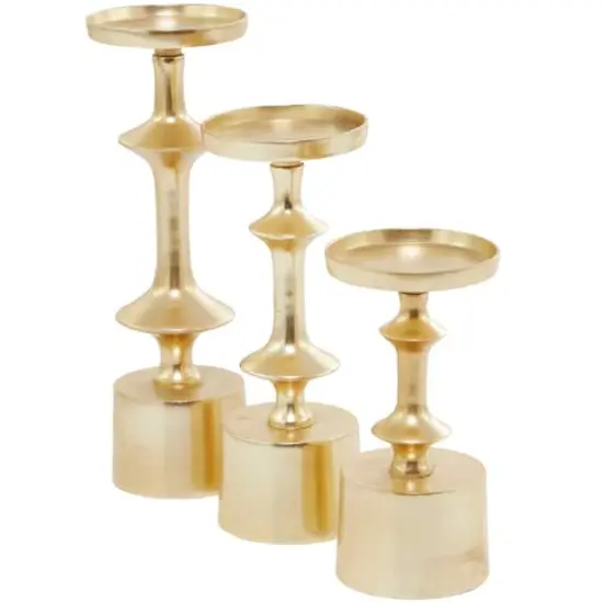 CosmoLiving by Cosmopolitan Gold Aluminum Pillar Candle Holder Set {3}