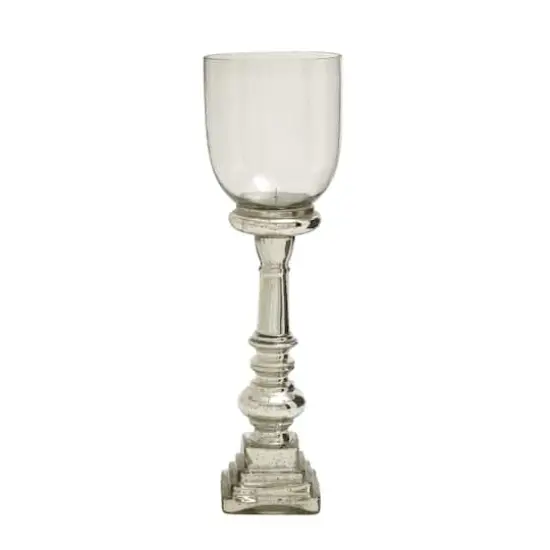 22" Silver Glass Traditional Candle Holder {3}