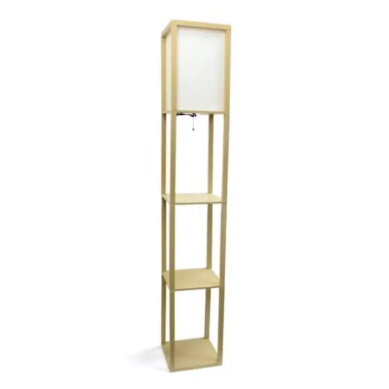 Lalia Home 5ft. Column Shelf Floor Lamp with Linen Shade Tan {1}