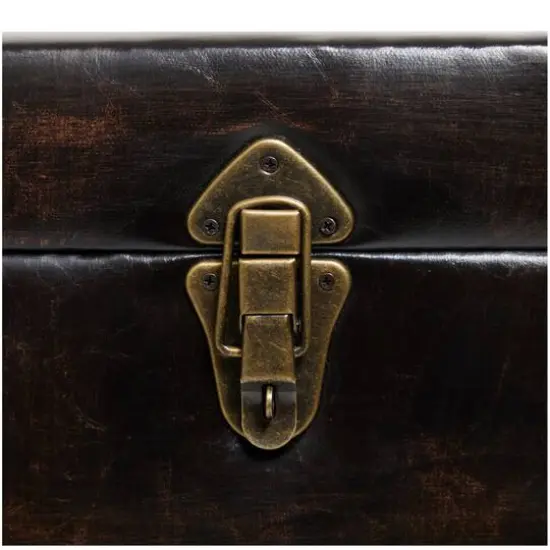 Black Faux Leather Studded Coffee Table Set {11}