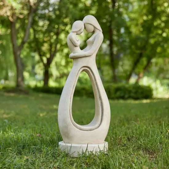 Glitzhome&reg; 24.75" Modern Abstract Sculpture Hugging Mommy & Baby Garden Statue {6}