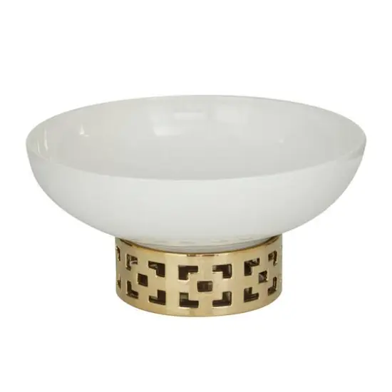 White Stoneware Glam Decorative Bowl, 7" x 11" x 11" {1}