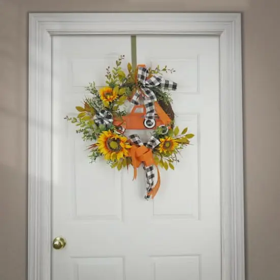 26'' Harvest Country Car and Sunflowers Wreath {3}