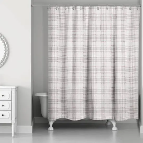 Holiday Gray Plaid Shower Curtain {3}