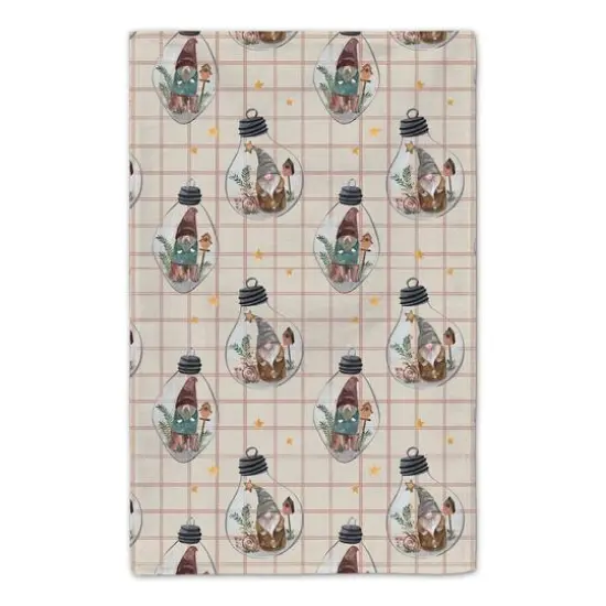 Welcome to our Cabin Cream and Red Check Gnome Globe Pattern Tea Towel - Set of 2 {6}