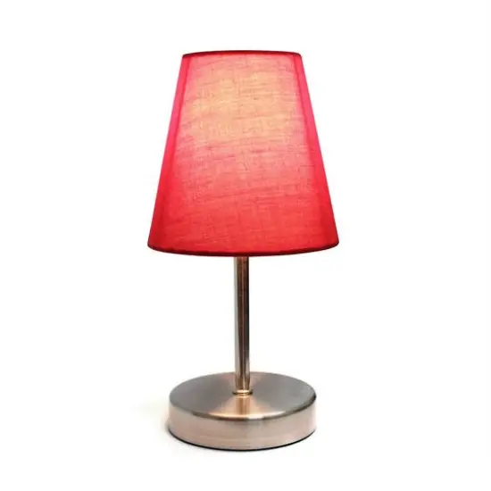 Creekwood Home Nauru 10.5" Sand Nickel Petite Metal Stick Table Lamp Red {6}