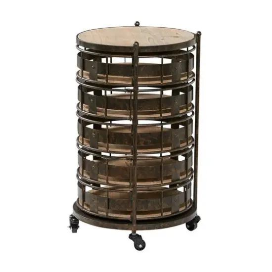 Brown Metal Farmhouse Storage Cart, 28" x 17" x 17" {4}