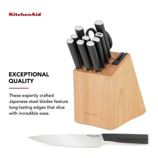 KitchenAid Classic 12-Piece Knife Rubberwood Block Set with Built in Sharpener {6}
