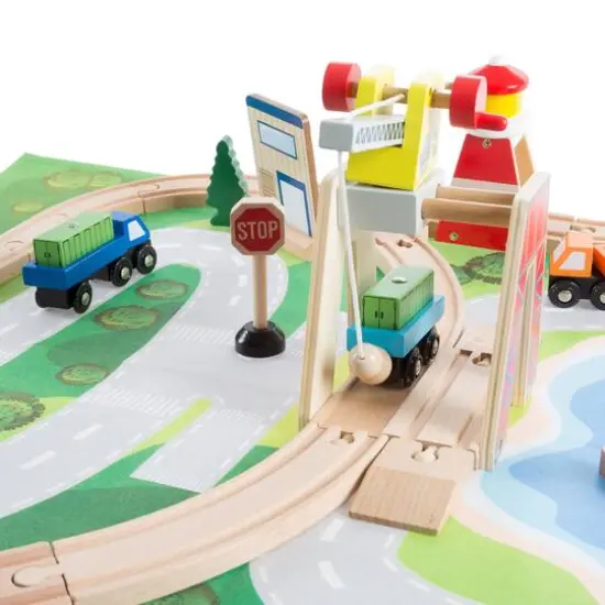 Toy Time Wooden Train Set with Play Mat {6}