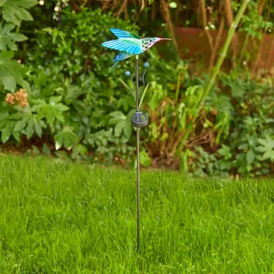 Glitzhome&reg; 36" Solar Lighted Hummingbird Garden Stake {3}