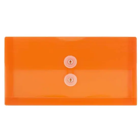 JAM Paper #10 Plastic Envelopes with Button & String Tie Closure, 12ct. Orange {1}