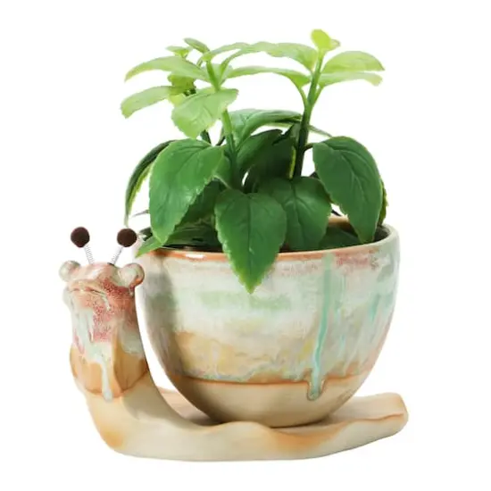 Hello Honey&reg; Stoneware Snail Planter Set {5}