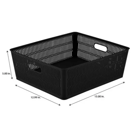 Simplify Slide 2 Stack It Shallow Tote Baskets, 2ct. Black {11}