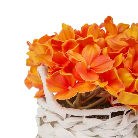 10" Hydrangea Bouquet in Natural Basket Orange {6}