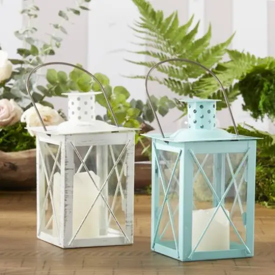 Kate Aspen&reg; Medium Luminous Blue Lantern Tea Light Holder {6}